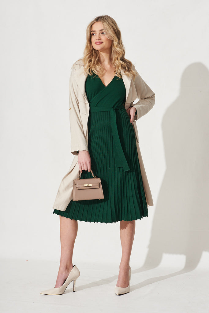 Bossa Knit Dress In Forest Green - Full Length Styling
