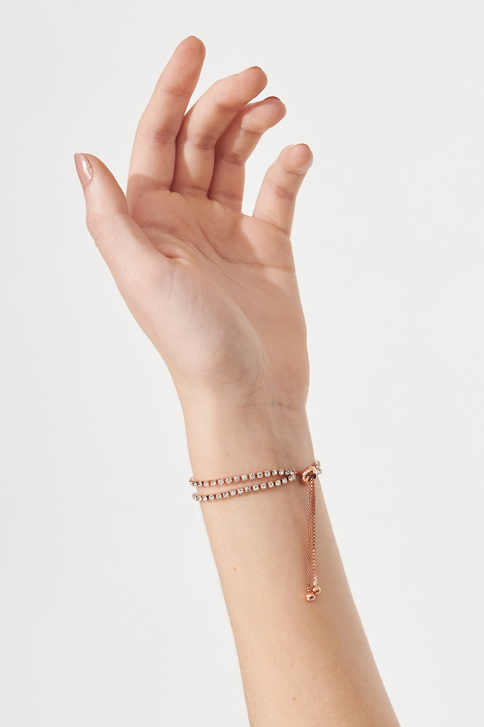 August + Delilah Monaco Bracelet In Rose Gold Diamante - Detail