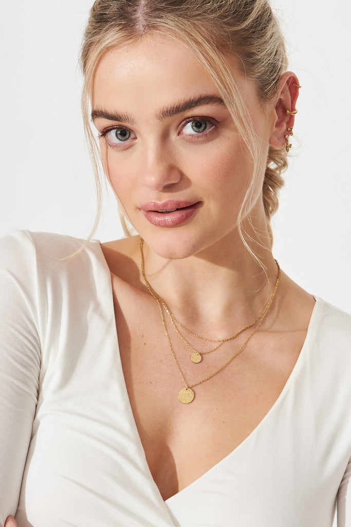 August + Delilah Raindrops Layered Necklace in Gold - Front