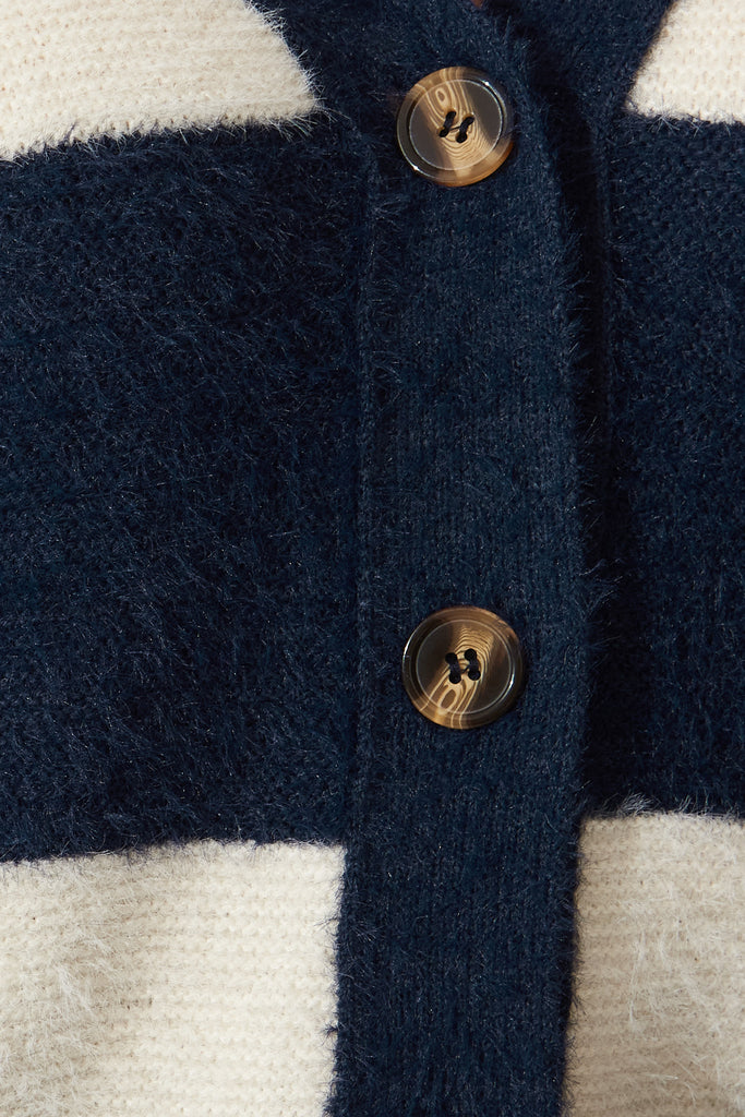 Corso Stripe Knit Cardigan In Navy And White - Detail