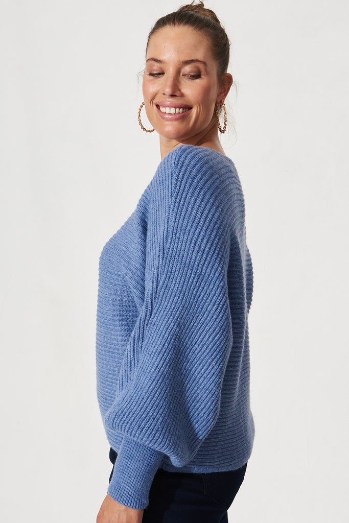 Margarita Knit Top In Blue - Side
