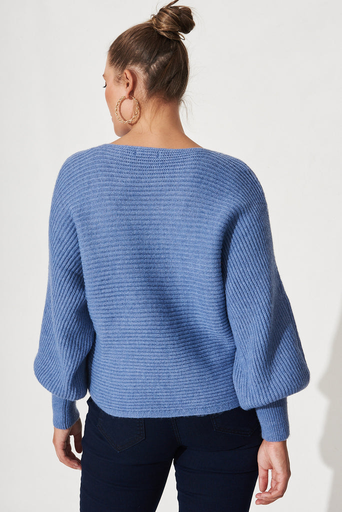 Margarita Knit Top In Blue - Back