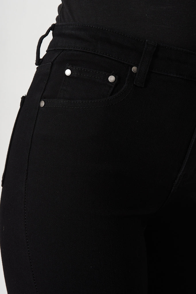 Austin Denim Flare Jeans In Black - Detail