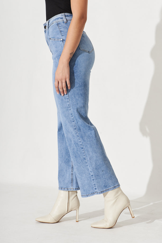 Margaret Denim Wide Leg Jeans In Light Denim - Side