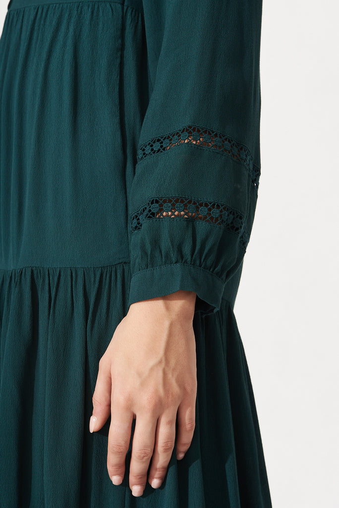 Harwood Midi Dress In Emerald - Detail