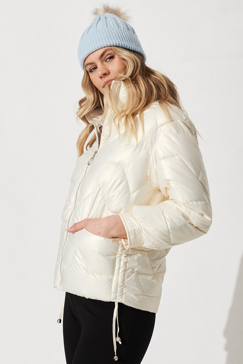 Ontario Puffer Jacket In White – St Frock