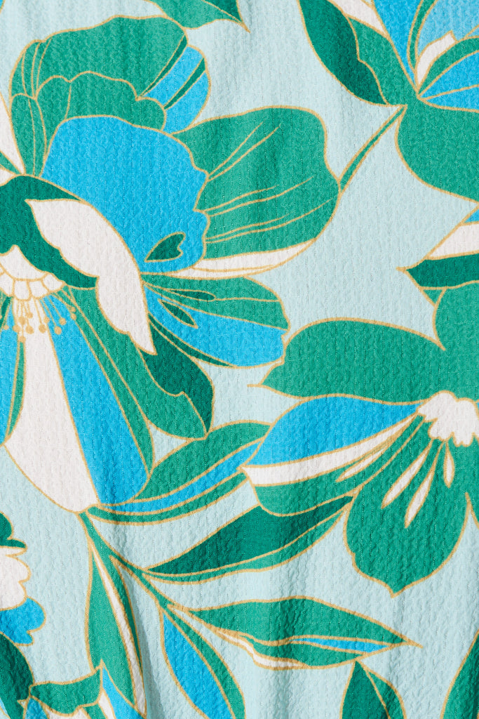 Kaylee Midi Dress In Green Floral Print - Fabric