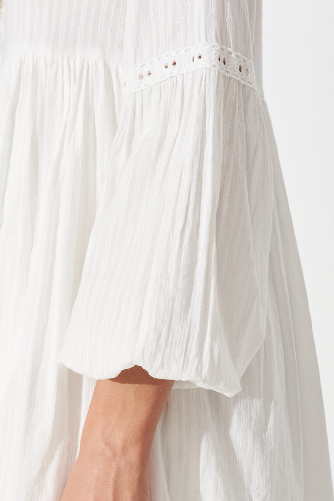 Trudie Smock Dress in White - Detail