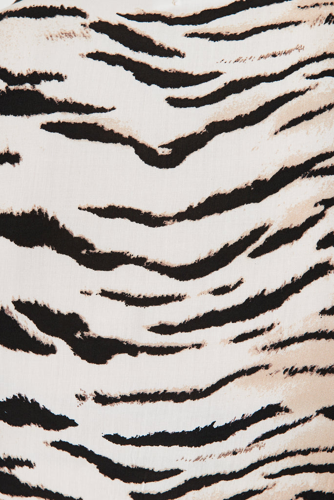 Merla Top in Brown Tiger Print - Fabric