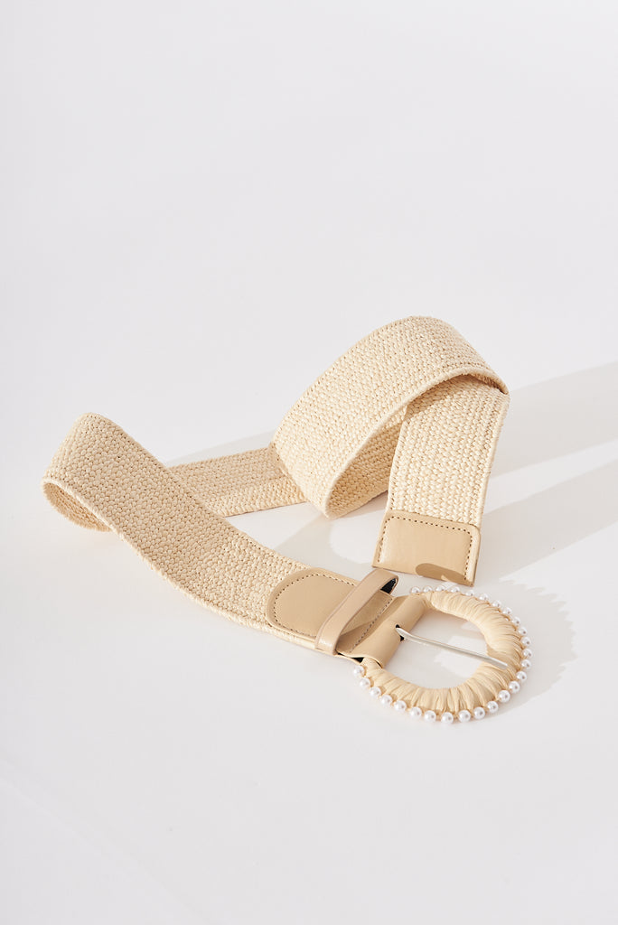 August + Delilah Mesty Belt In Beige With Pearl - detail