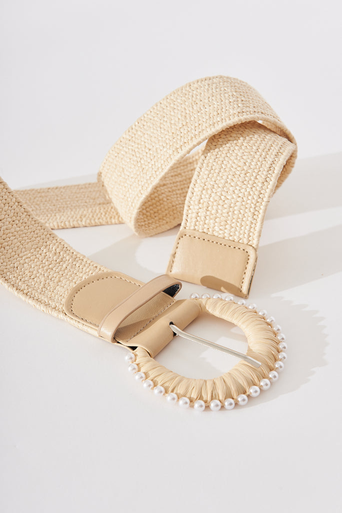 August + Delilah Mesty Belt In Beige With Pearl - dtail