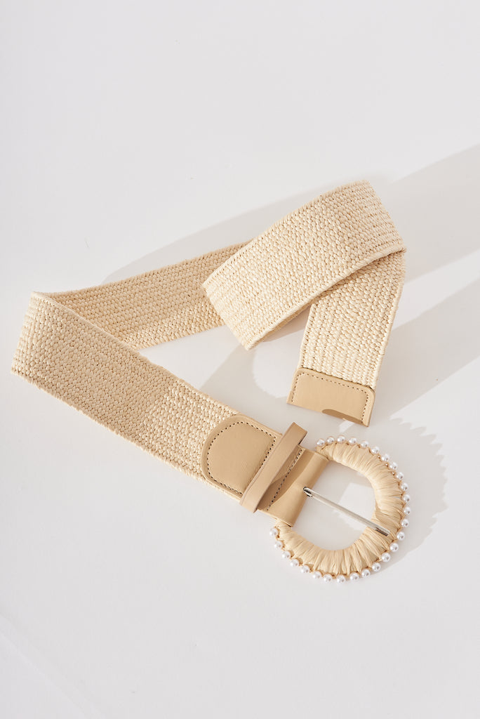 August + Delilah Mesty Belt In Beige With Pearl - front