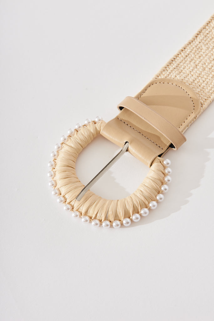 August + Delilah Mesty Belt In Beige With Pearl - detail