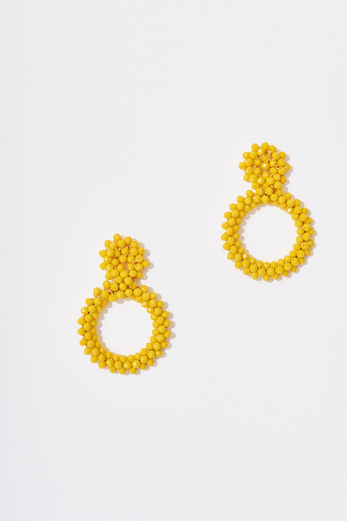 August + Delilah Poarch Bead Earrings In Mustard - front