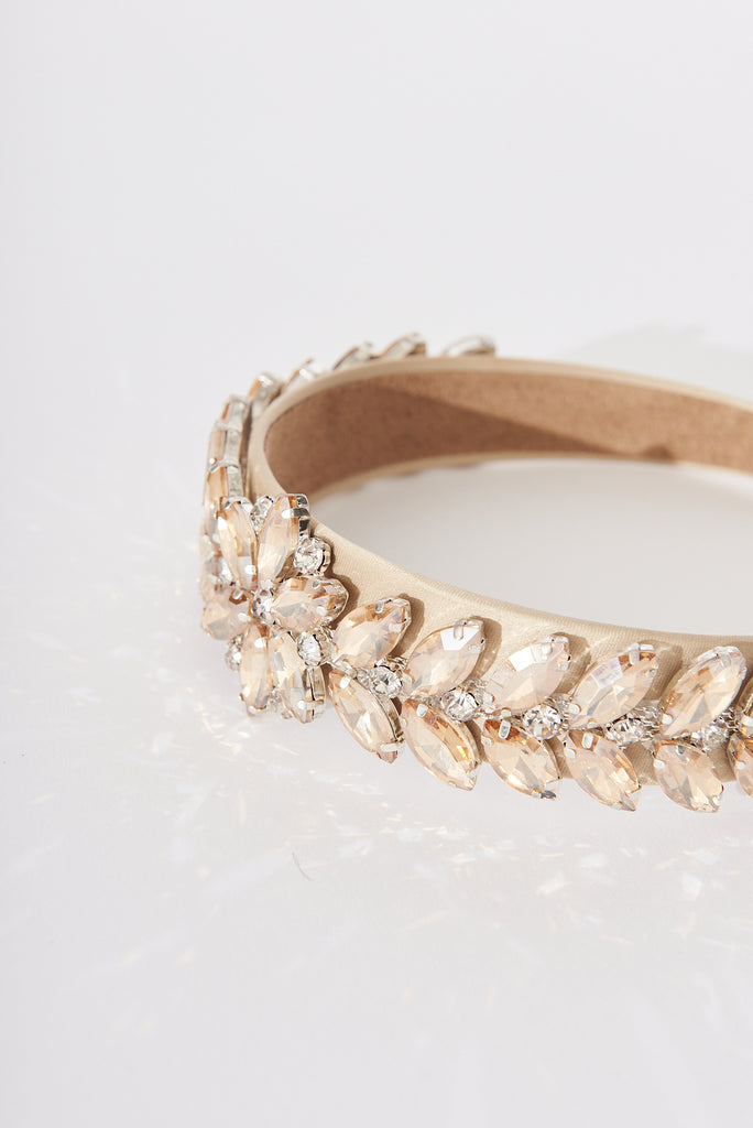 August + Delilah Shanty Headband In Gold Diamante - detail