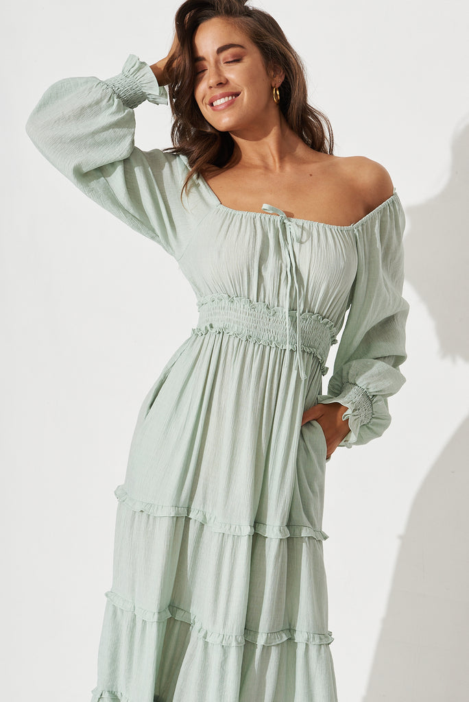 Aliah Maxi Dress in Sage - front
