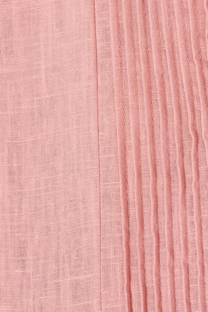 Caracelle Smock Dress In Blush Linen Blend - fabric