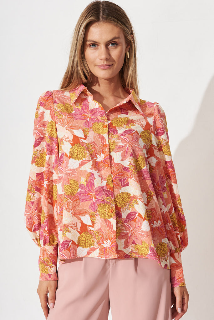 Jessie Shirt In Multi Floral - front