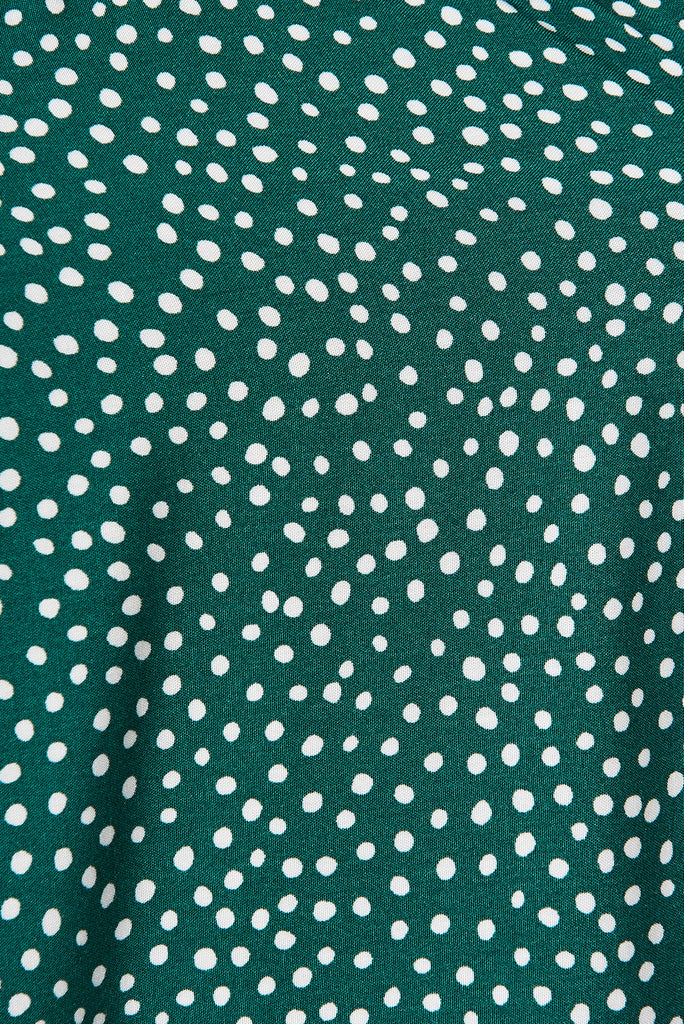 Giorgia Dress In Emerald With White Speckle - fabric