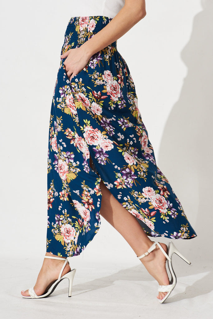 Roadtrip Maxi Skirt In Teal Floral - side