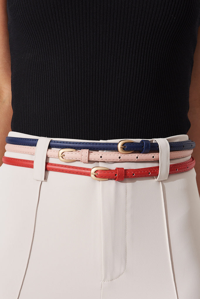 August + Delilah Aria 3 Pack Belts In Pastel Multi - front