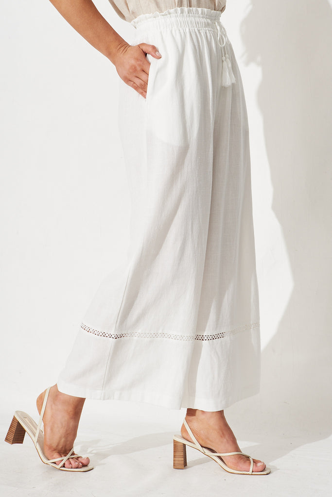 Amelia Pants In White Linen Blend - side