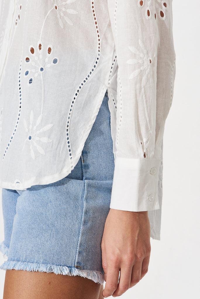 Denisa Shirt In White Broderie - detail