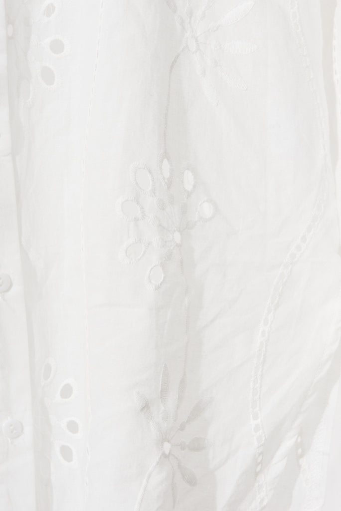 Denisa Shirt In White Broderie - fabric