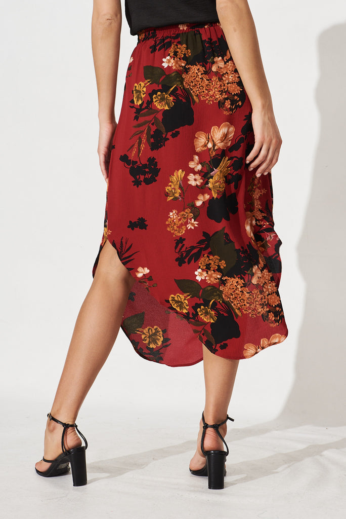 Laylah Skirt In Red With Black Floral - back