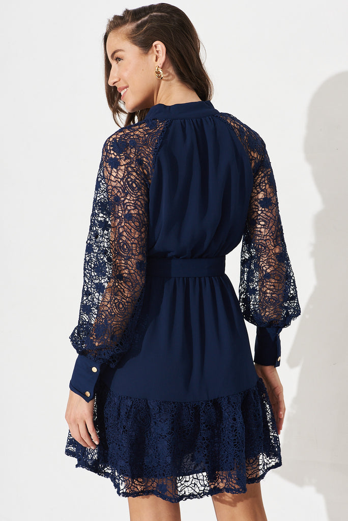 Alannah Dress In Navy Lace - back