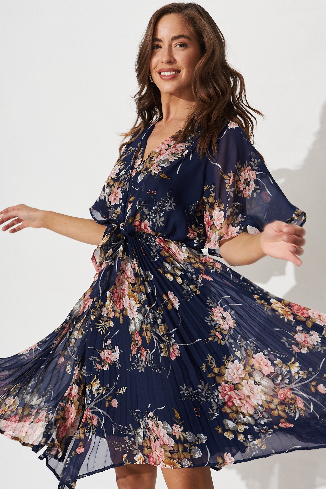 Blakely Dress In Navy Floral Chiffon – St Frock