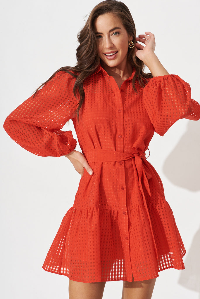 Giulia Shirt Dress In Red - front