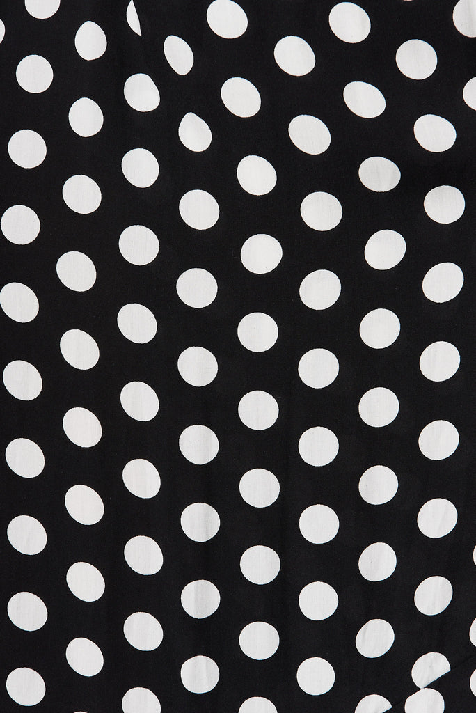 Emmerson Midi Dress In Black With White Polka Dot - fabric
