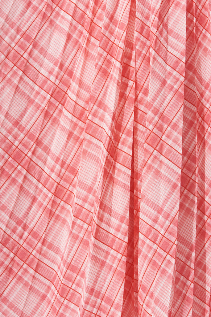 Keshi Midi Shirt Dress In Pink Check - fabric