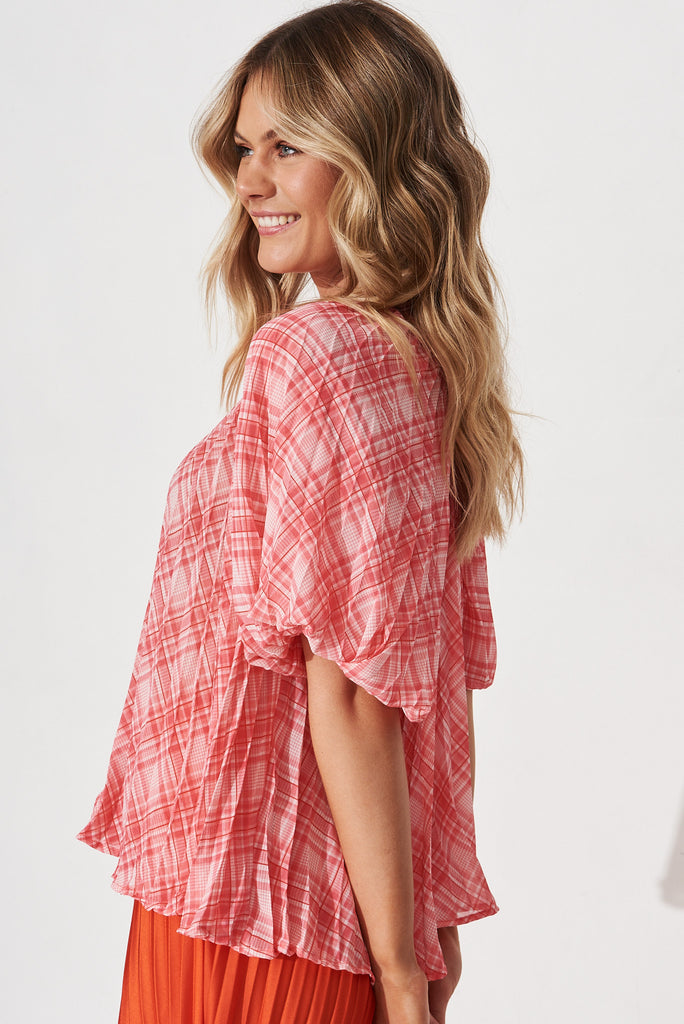 Chariste Shirt In Pink Check - side
