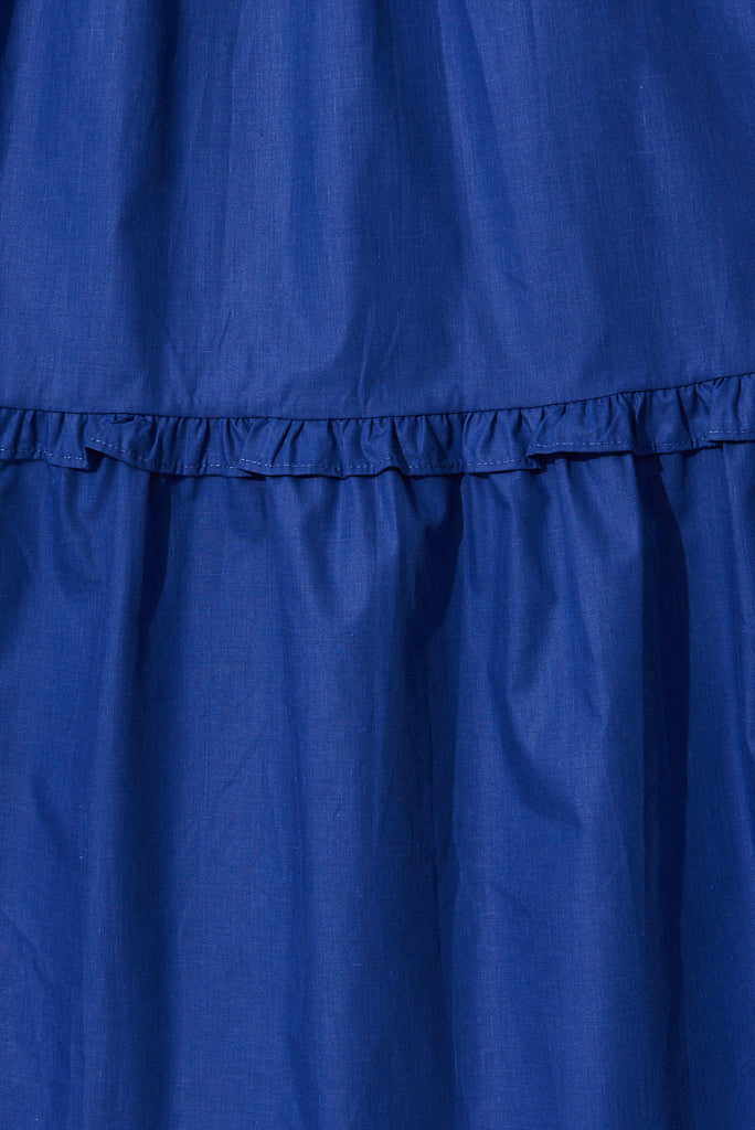 Dafnee Midi Smock Dress In Cobalt Blue - fabric