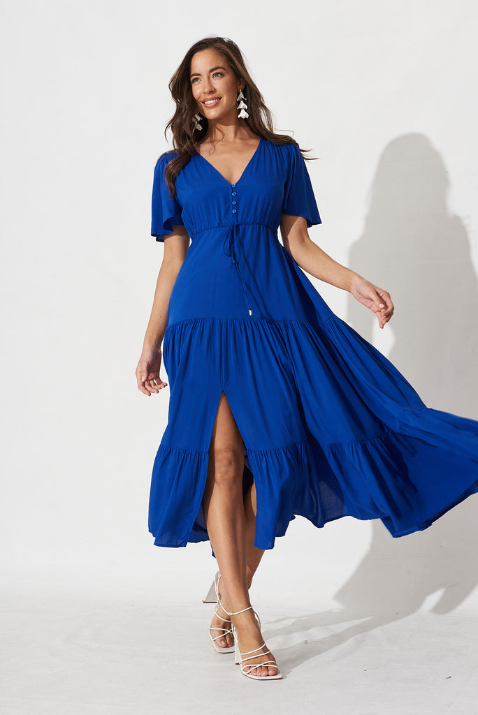 Violet Maxi Dress In Royal Blue - full length