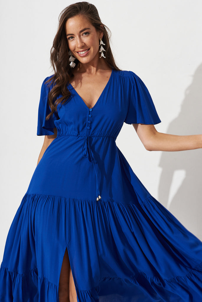 Violet Maxi Dress In Royal Blue - front