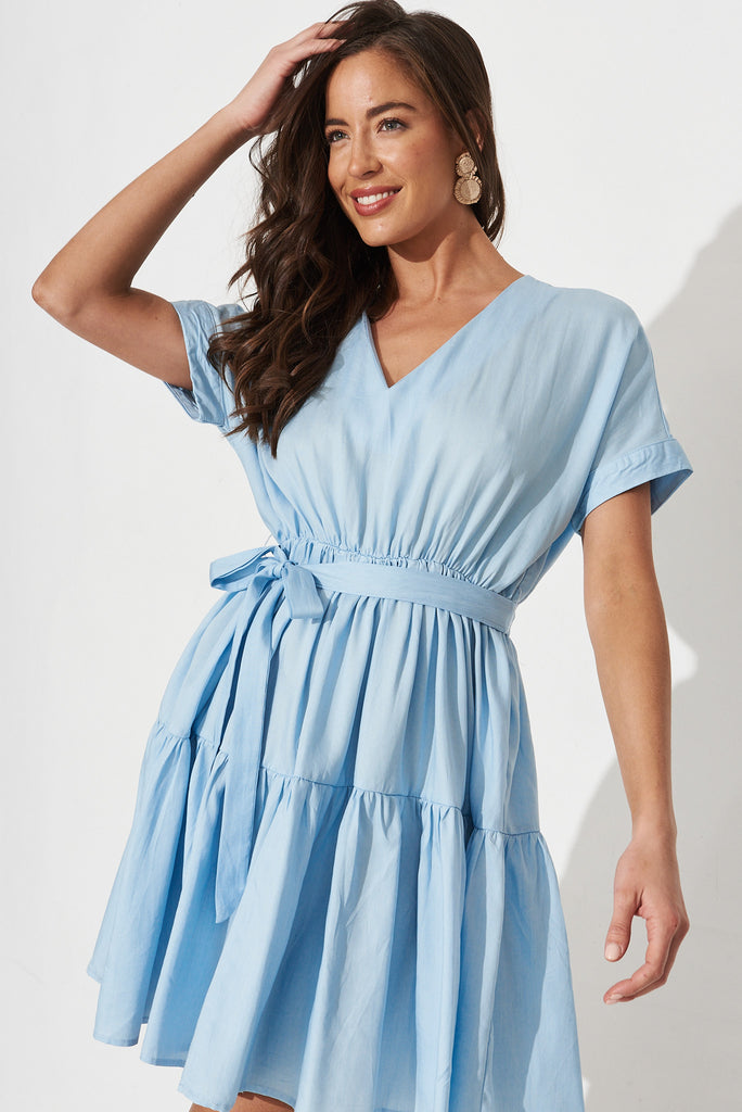 Cece Dress in Light Blue - front