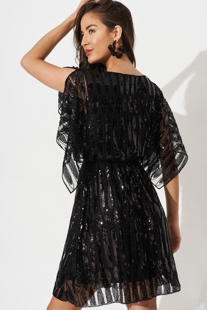 Prosecco Sequin Dress in Black - back