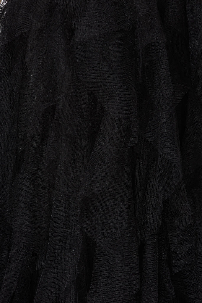 Cleef Midi Tulle Skirt In Black - fabric