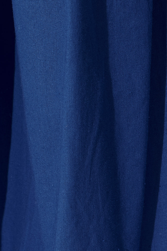 Amalie Midi Dress In Cobalt Cotton - fabric