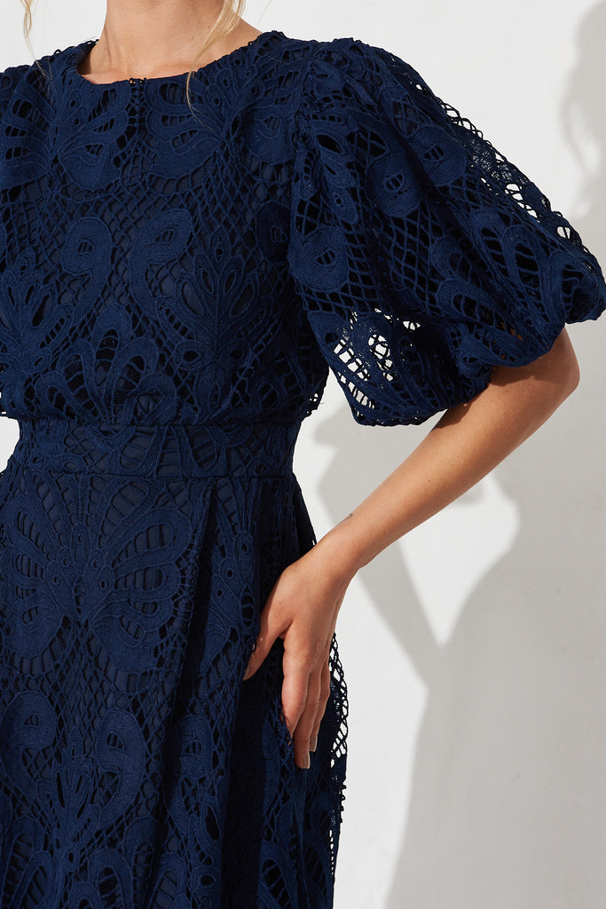 Tillie Lace Maxi Dress In Navy - detail
