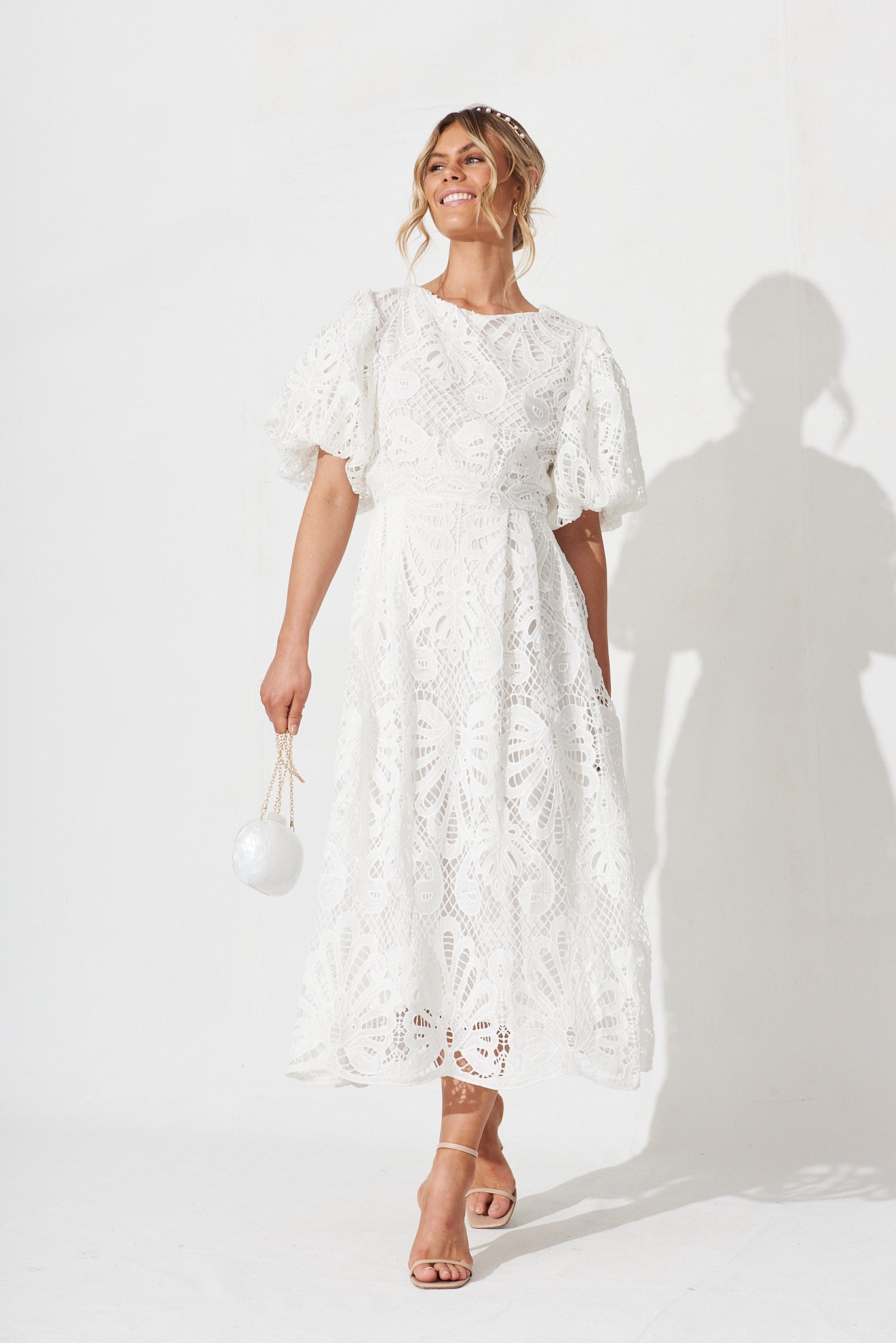 tillie lace maxi dress in white – st frock
