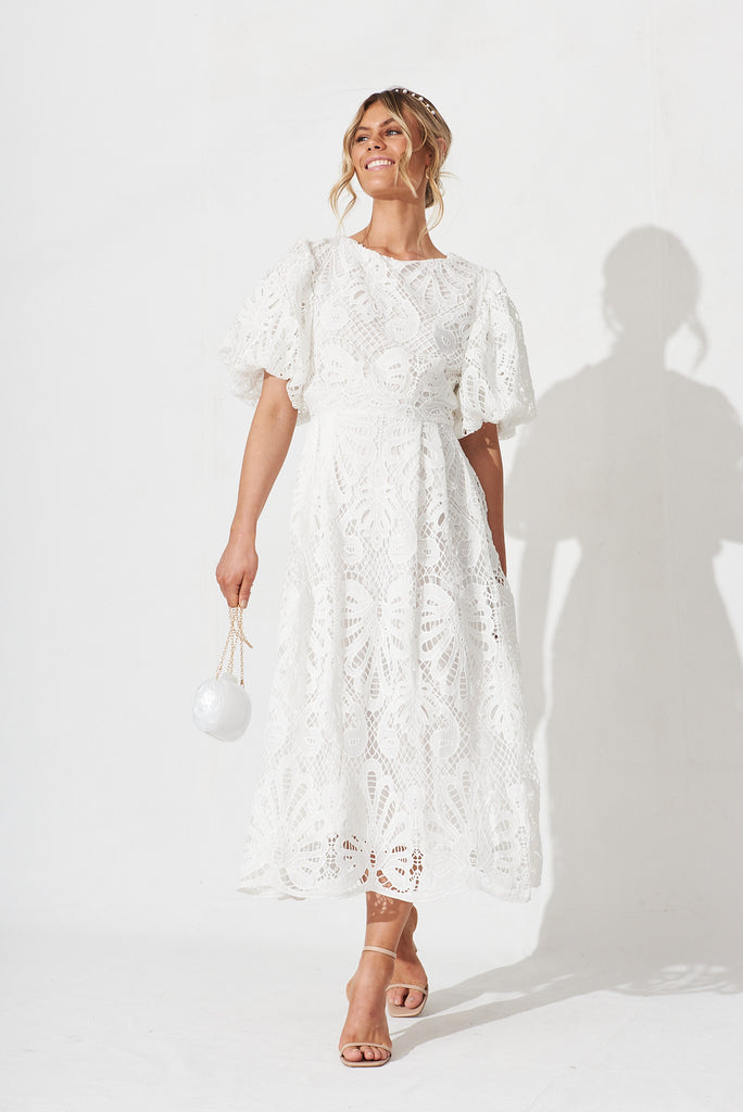 Tillie Lace Maxi Dress In White - full length