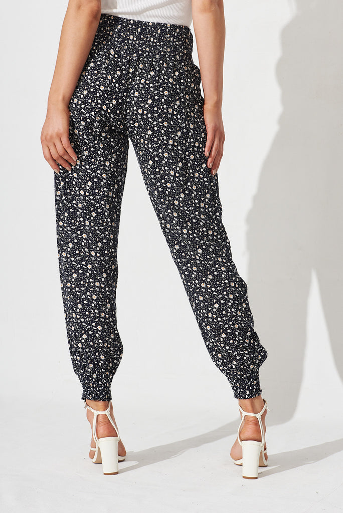Gabby Lounge Pants In Navy With Ditsy Floral - back