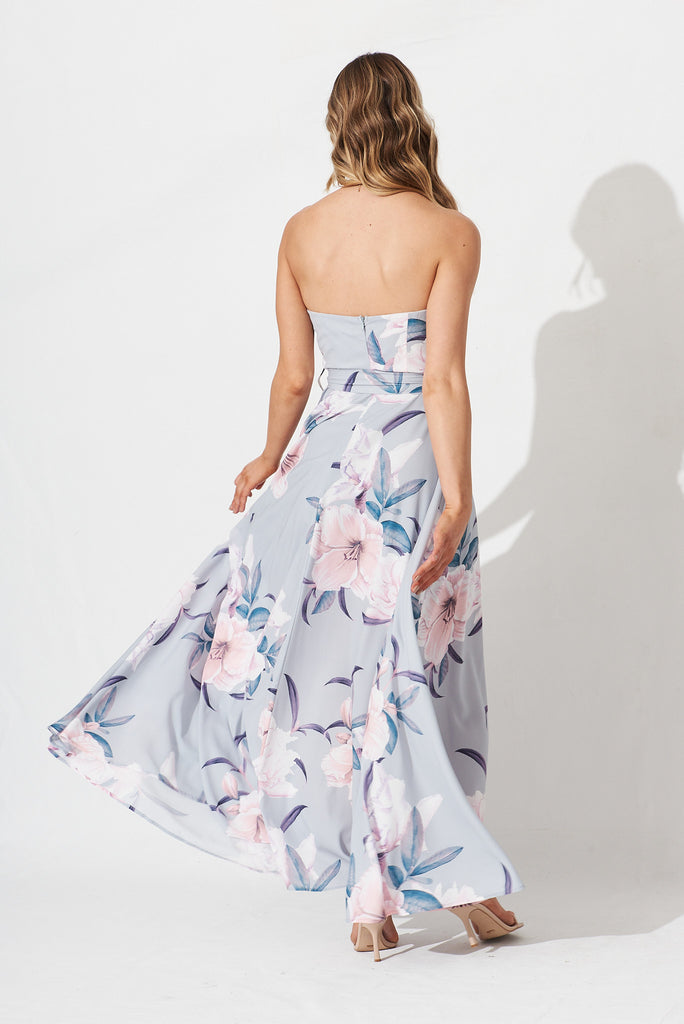 Night Visions Maxi Dress In Blue With White Floral - back