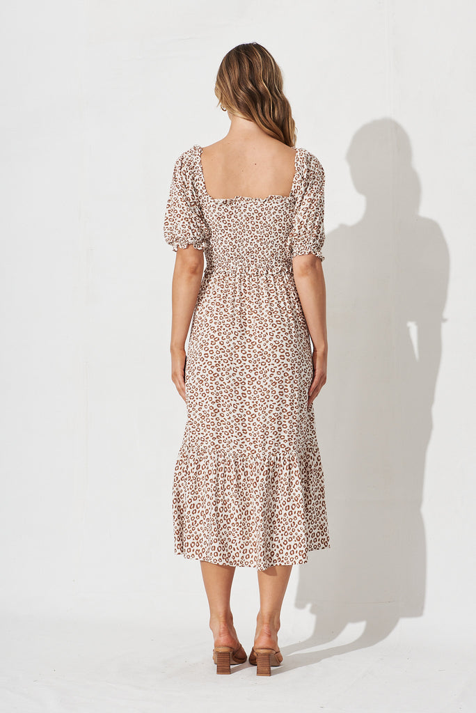Cindy Maxi Dress In White With Leopard Print - back