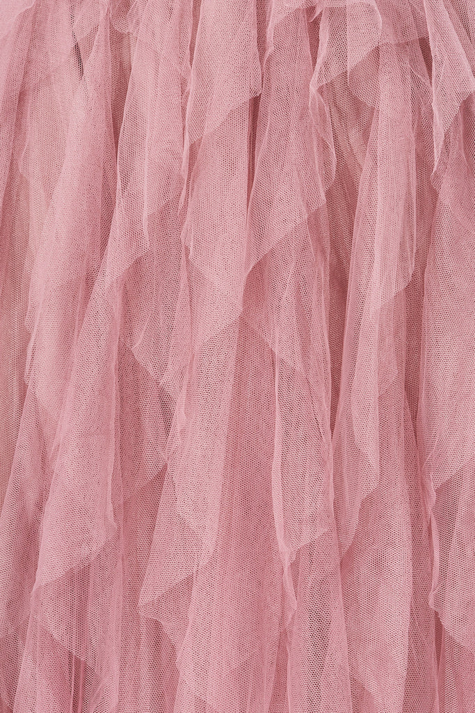 Cleef Midi Tulle Skirt In Pink - fabric