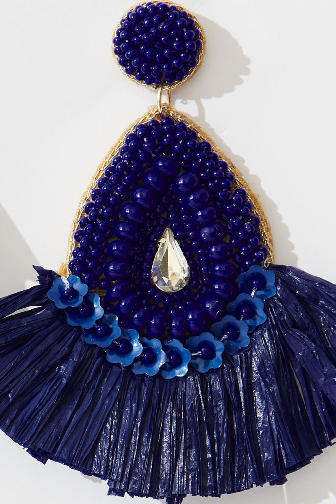 August + Delilah Krista Drop Earrings In Cobalt Blue - front single
